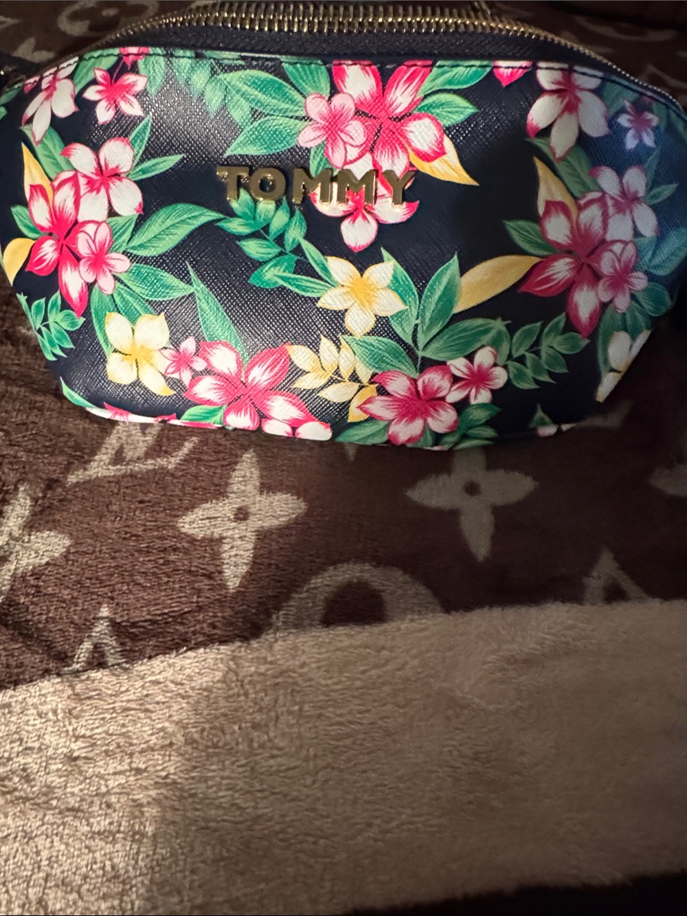 Tommy Hilfiger Navy Floral Travel Cosmetic Bag